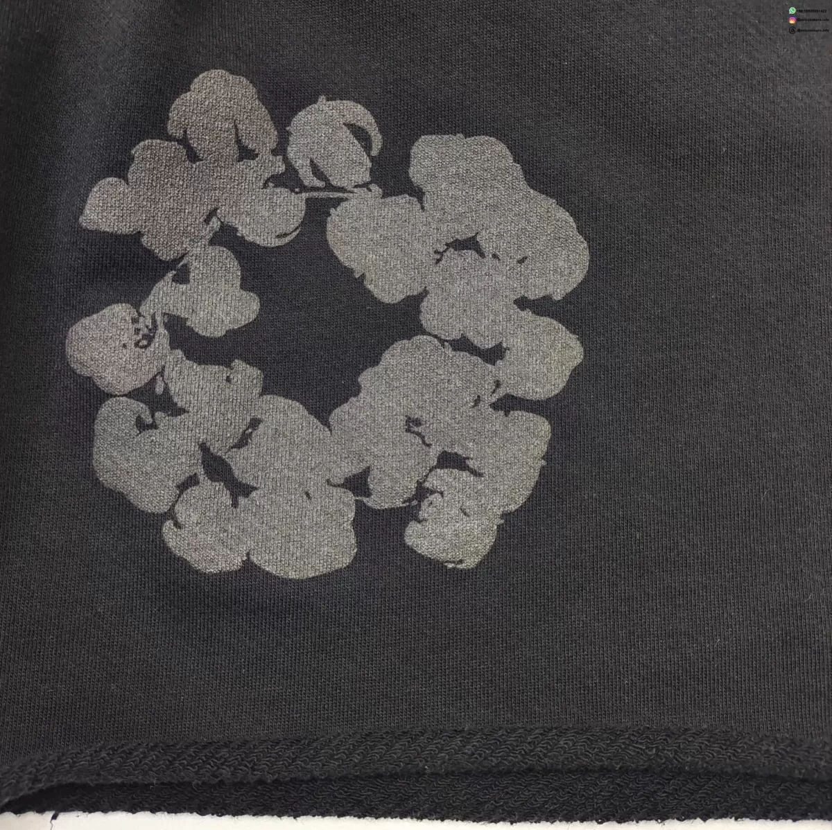DENIM TEARS 25 Carbon Black Cotton Floral Shorts