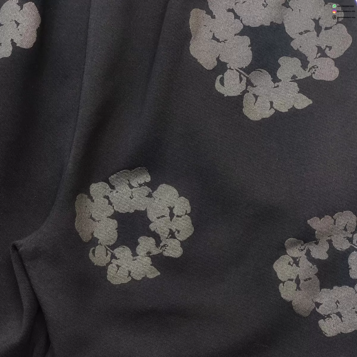 DENIM TEARS 25 Carbon Black Cotton Floral Shorts