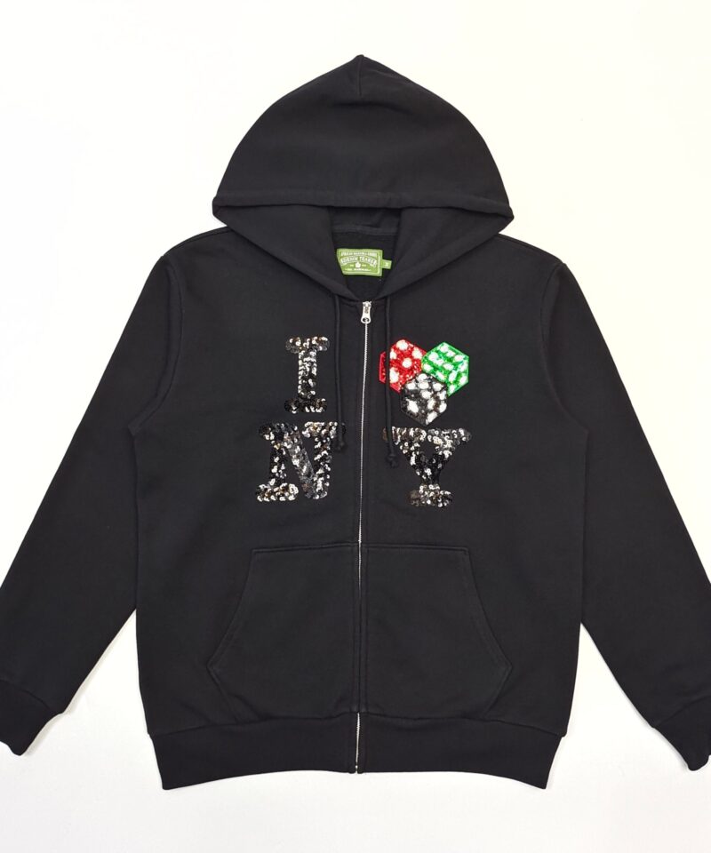 DENIM TEARS Beaded NY Black Zip-Up Hoodies