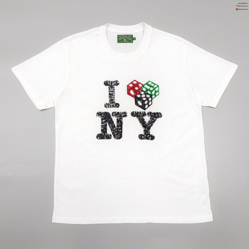 DENIM TEARS Beaded NY White Tee
