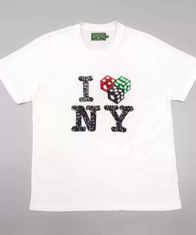 DENIM TEARS Beaded NY White Tee Streetwear Running Shoes