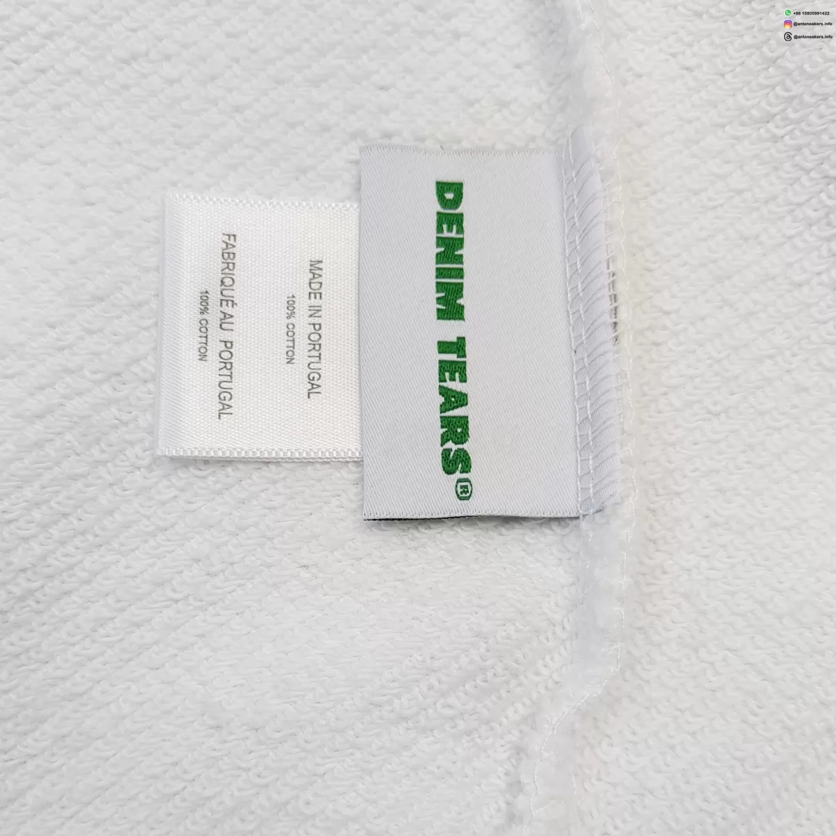 DENIM TEARS Beaded NY White Zipper Hoodie Streetwear