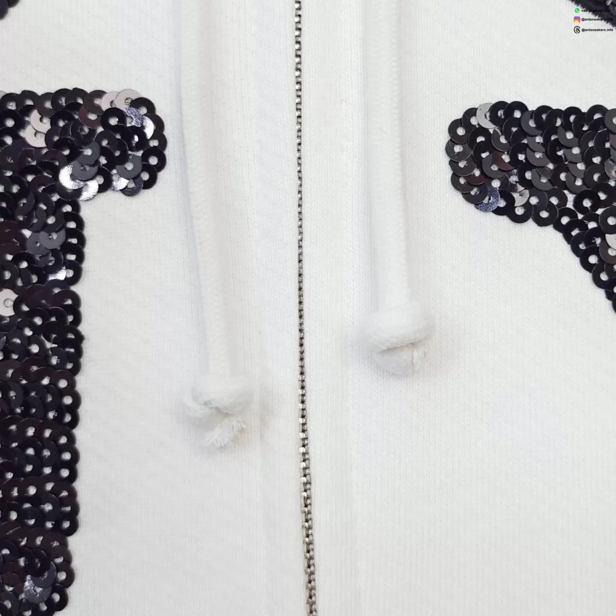DENIM TEARS Beaded NY White Zipper Hoodie Streetwear