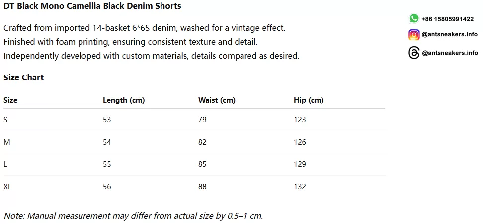 DENIM TEARS Black Mono Camellia Black Denim Shorts