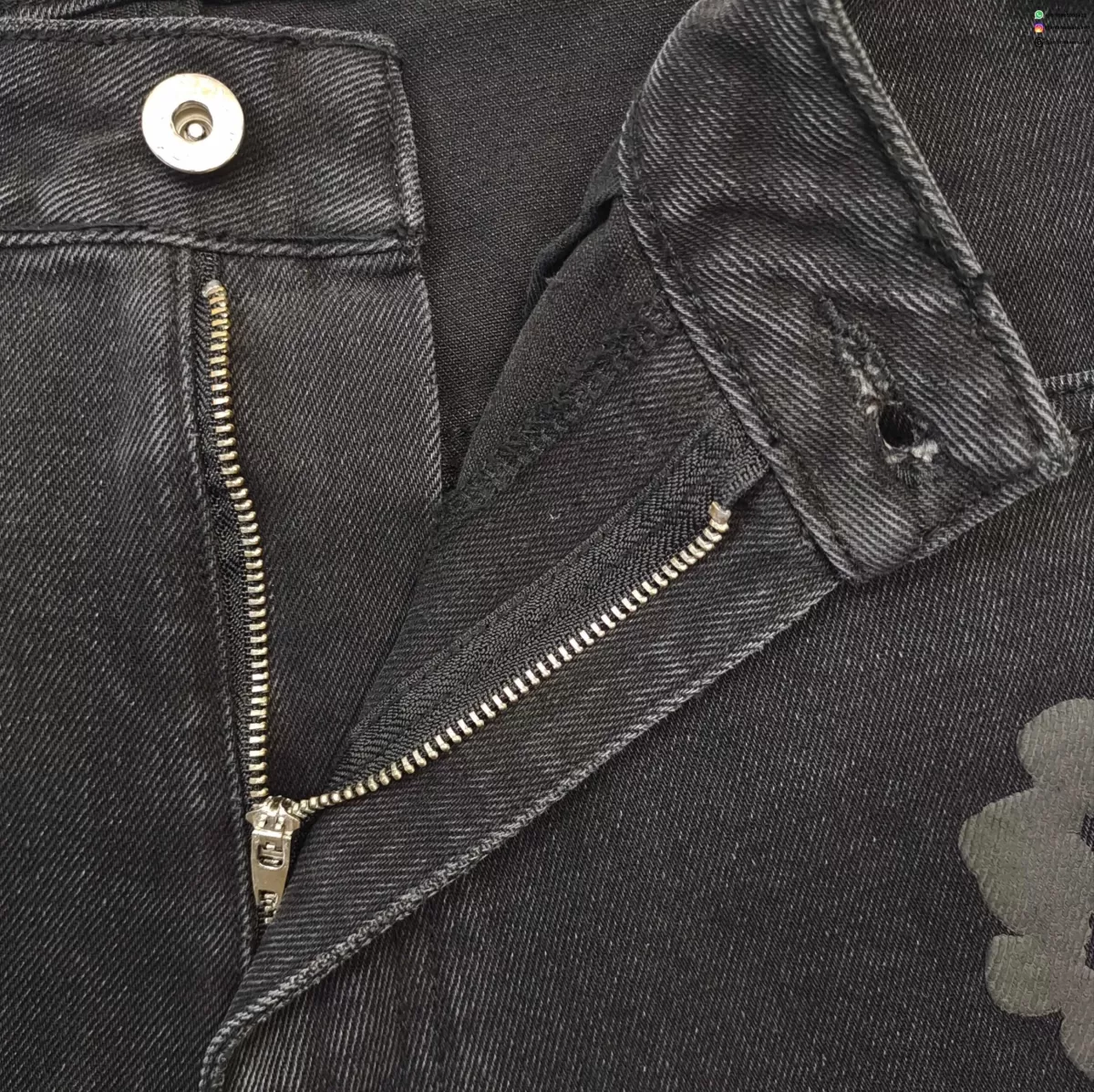 DENIM TEARS Black Mono Camellia Black Denim Shorts