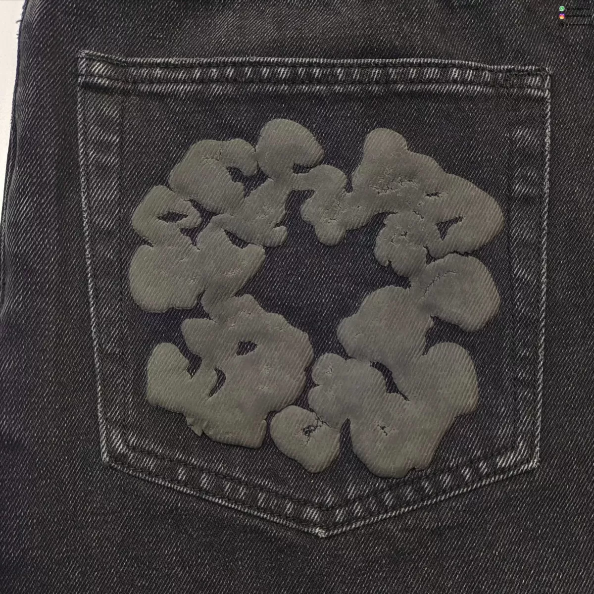 DENIM TEARS Black Mono Camellia Black Denim Shorts