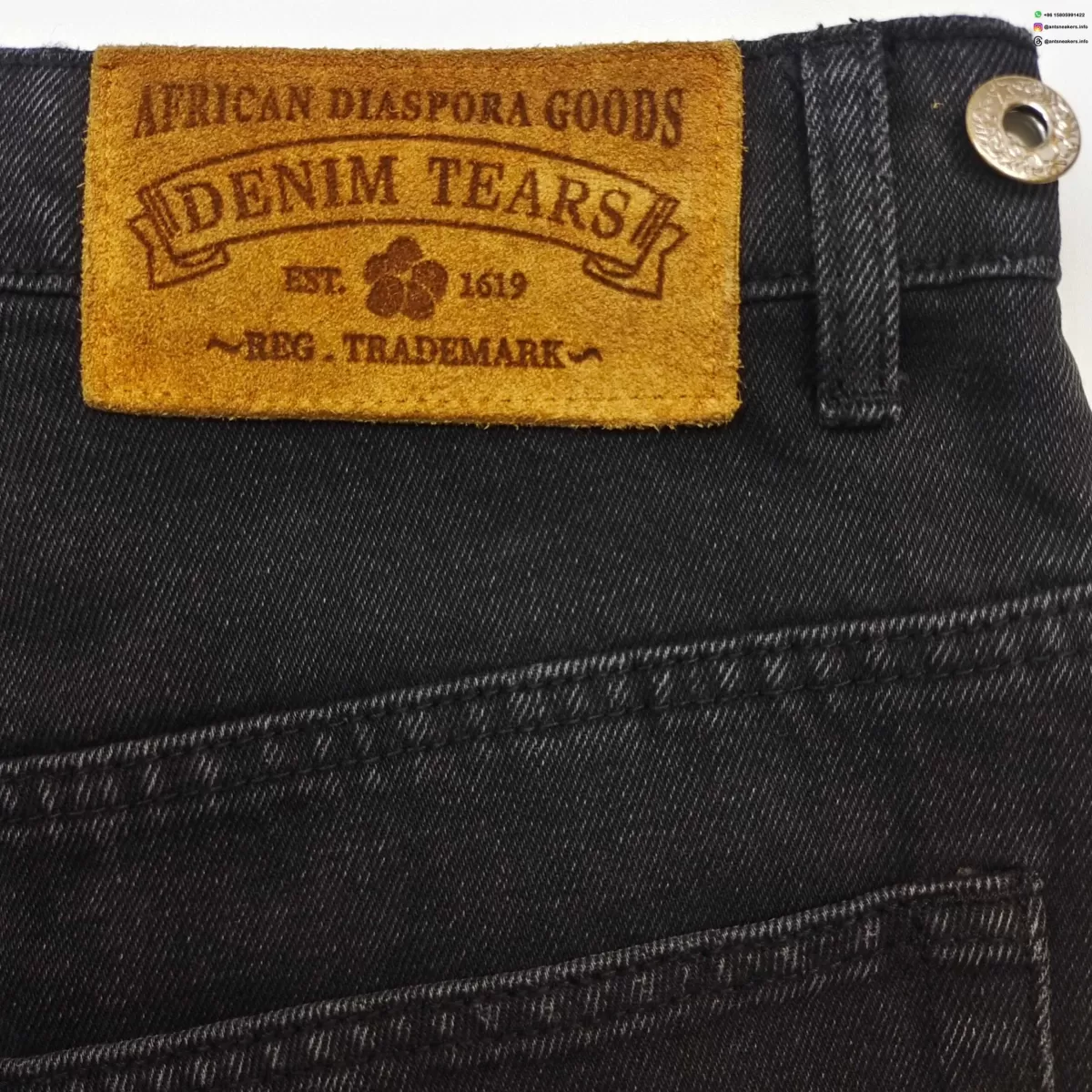 DENIM TEARS Black Mono Camellia Black Denim Shorts