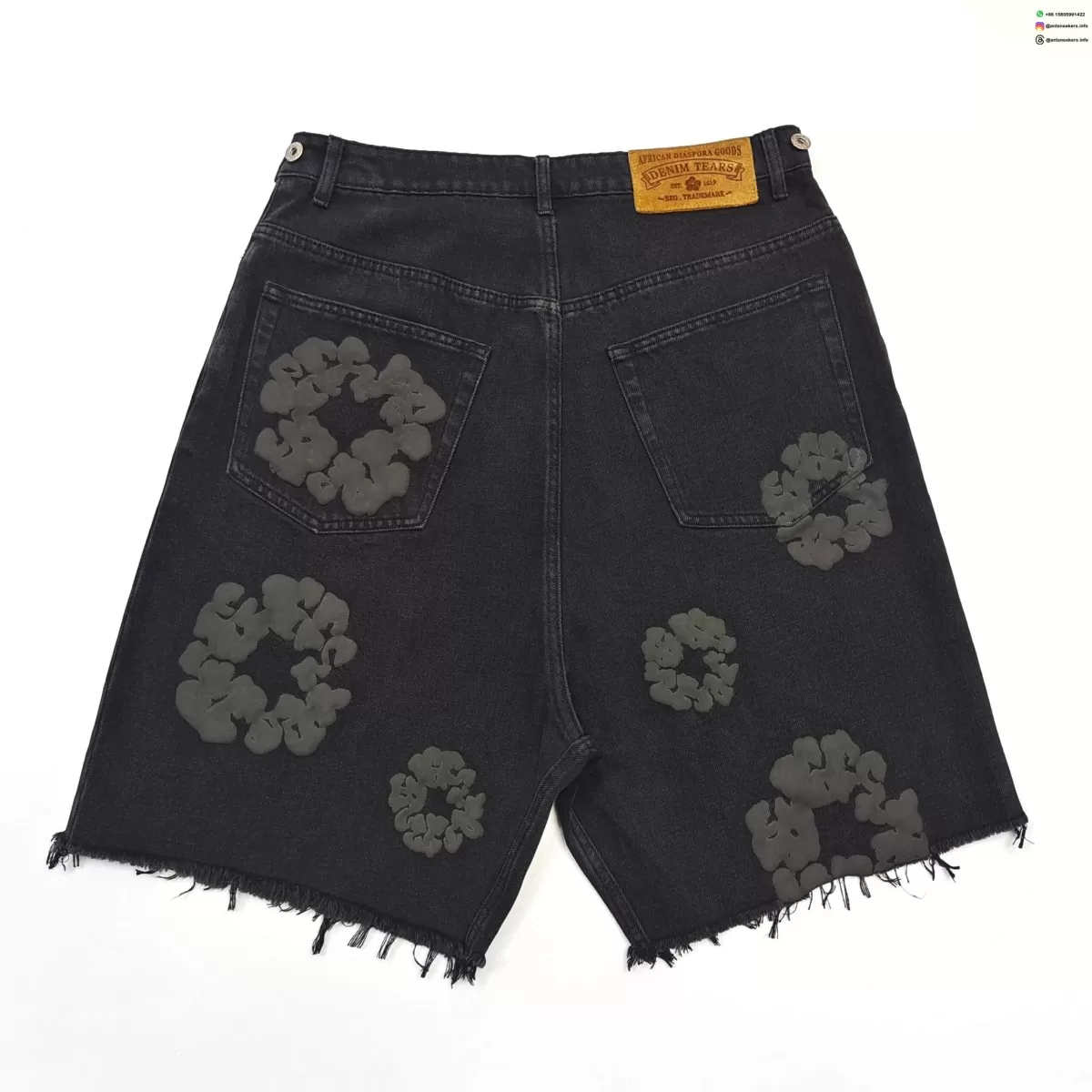 DENIM TEARS Black Mono Camellia Black Denim Shorts