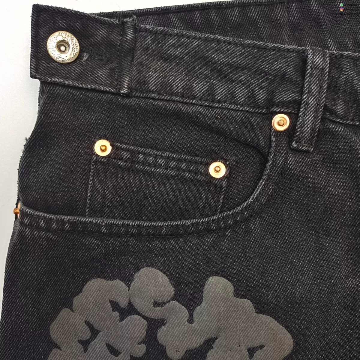 DENIM TEARS Black Mono Camellia Black Denim Shorts