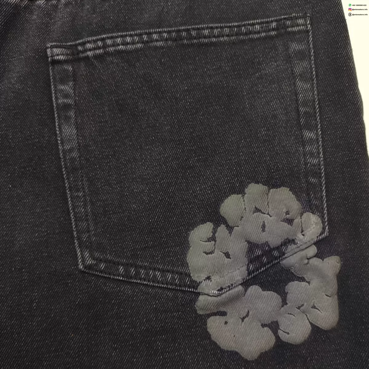 DENIM TEARS Black Mono Camellia Black Denim Shorts
