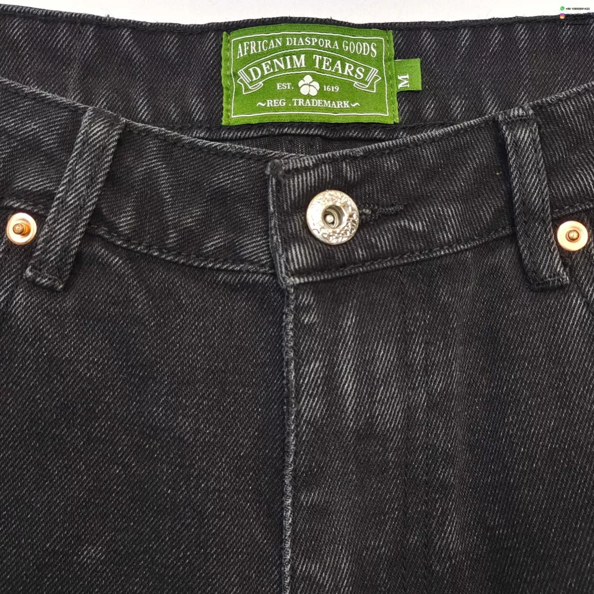 DENIM TEARS Black Mono Camellia Black Denim Shorts