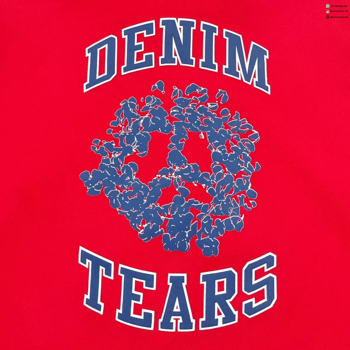 DENIM TEARS Blue & White DU Red Zip Hoodie Streetwear