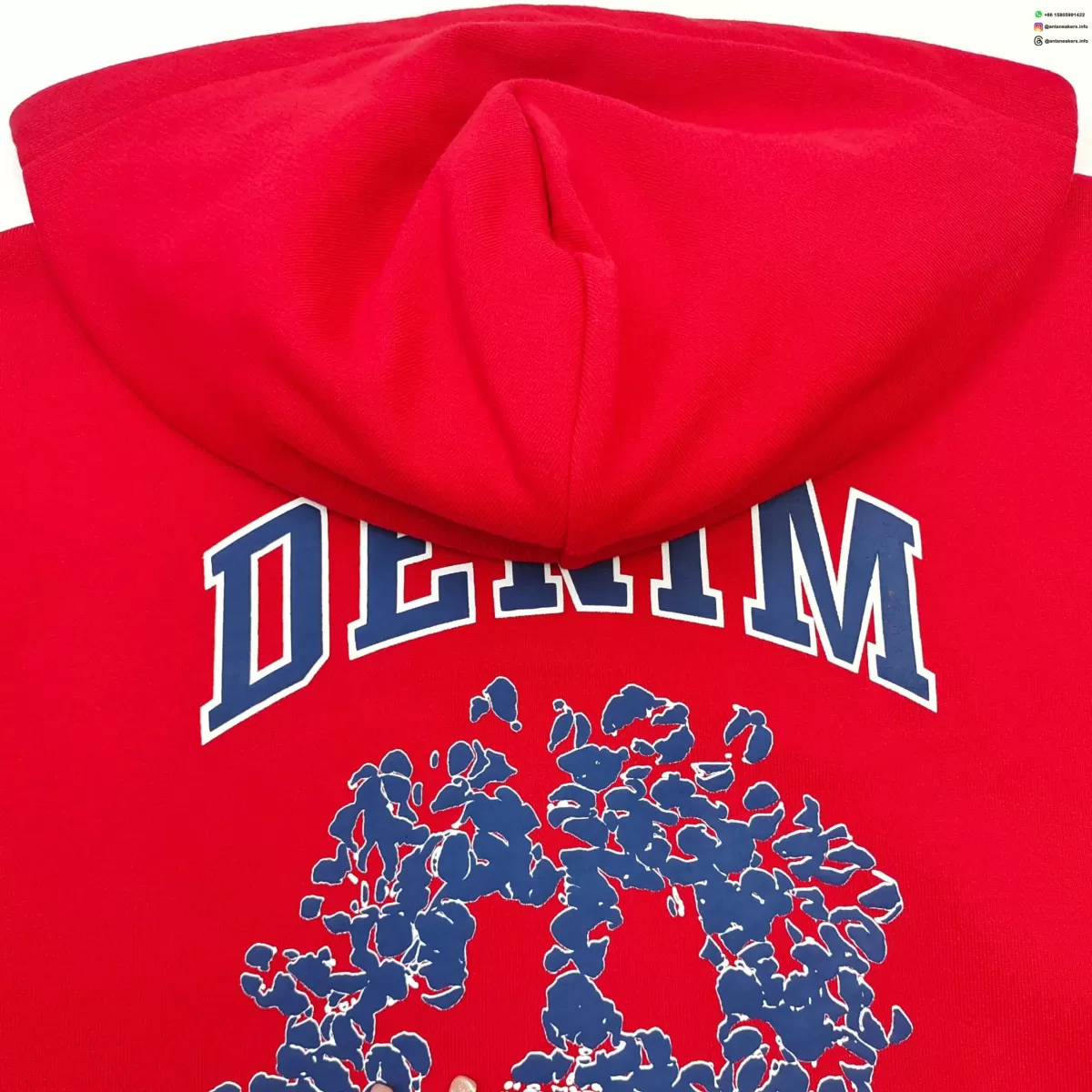 DENIM TEARS Blue & White DU Red Zip Hoodie Streetwear