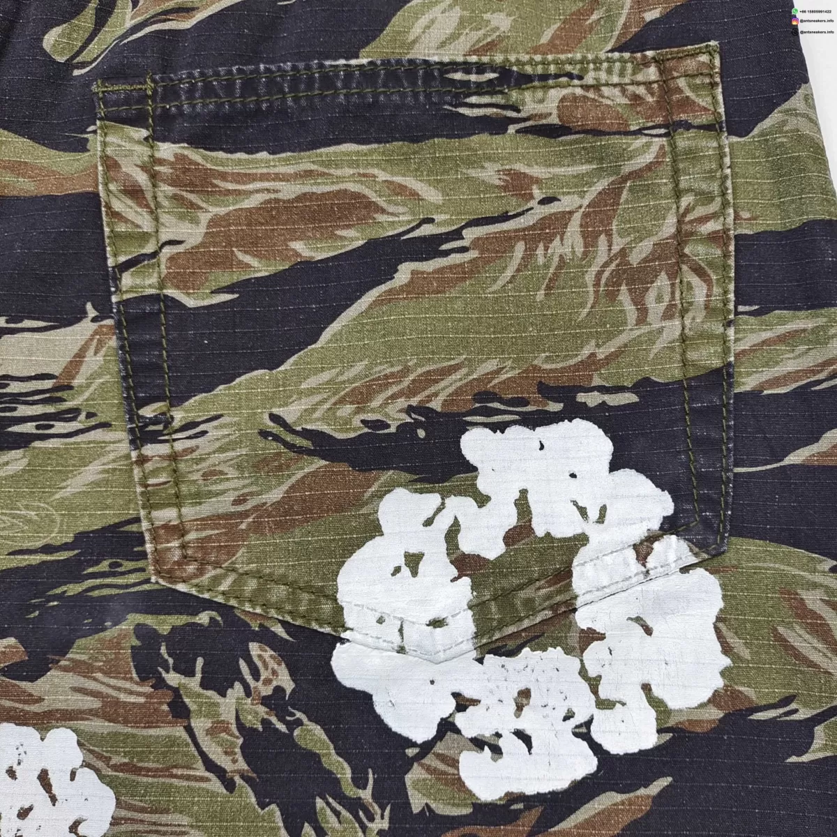 DENIM TEARS Camouflage Cotton Floral Work Shorts