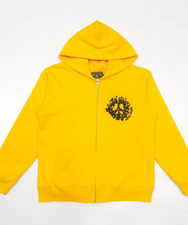 DENIM TEARS Dark Blue Print DU Yellow Zipper Hoodie