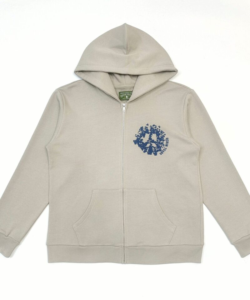 DENIM TEARS Dark Blue Printed DU Stone Grey Zipper Hoodie