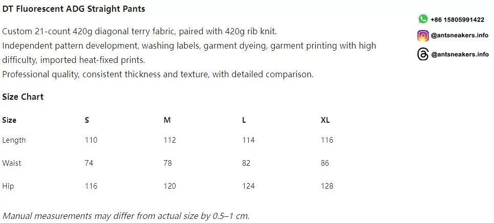 DENIM TEARS Fluorescent ADG Straight Pants Streetwear