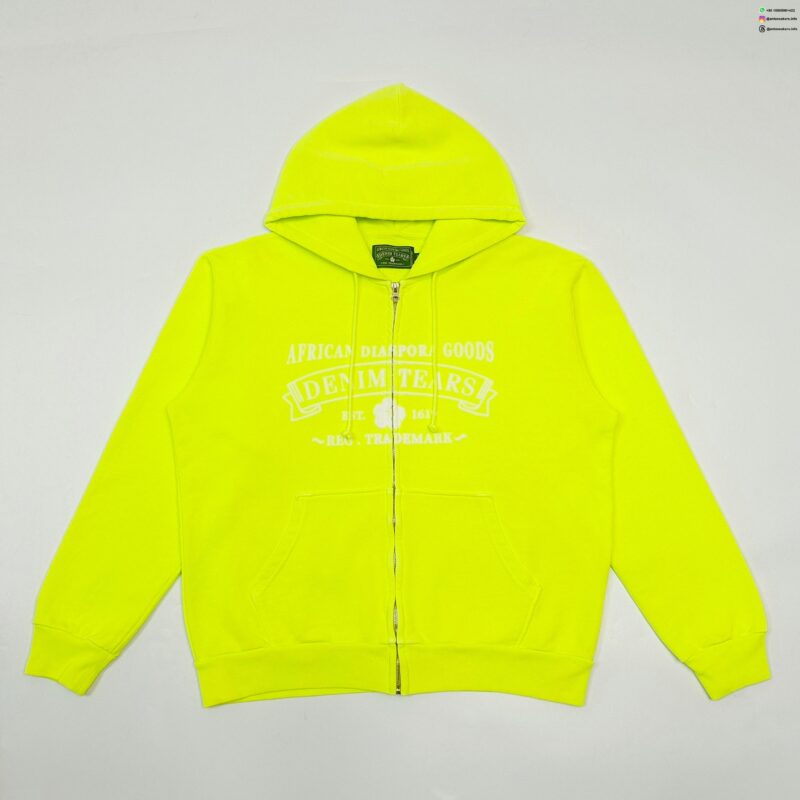 DENIM TEARS Fluorescent Green ADG Zip Hoodie