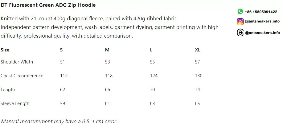 DENIM TEARS Fluorescent Green ADG Zip Hoodie Streetwear