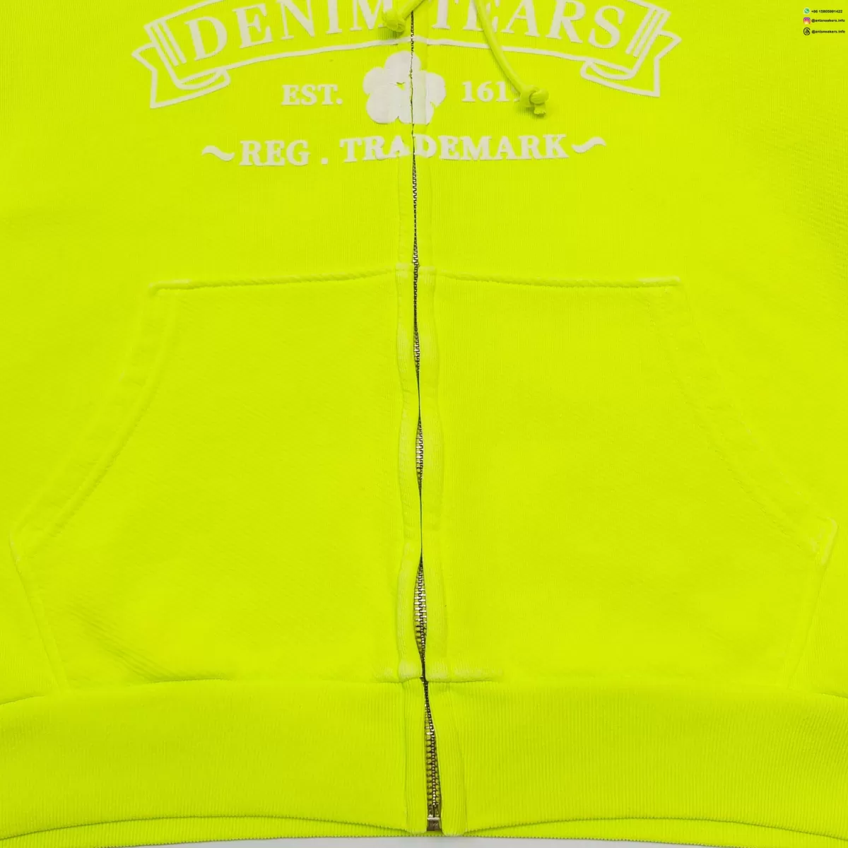 DENIM TEARS Fluorescent Green ADG Zip Hoodie Streetwear