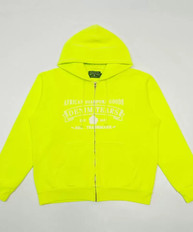 DENIM TEARS Fluorescent Green ADG Zip Hoodie Streetwear