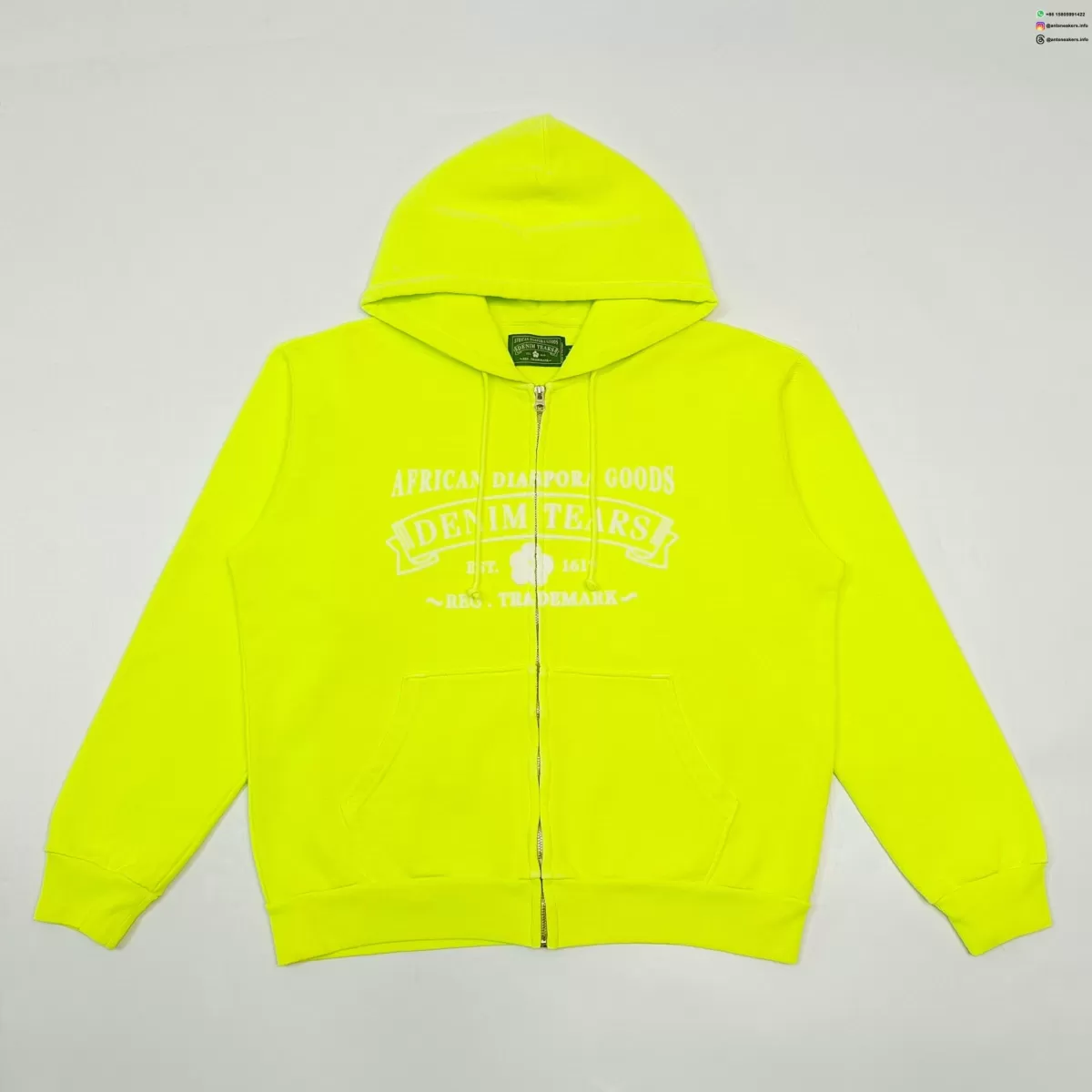 DENIM TEARS Fluorescent Green ADG Zip Hoodie Streetwear