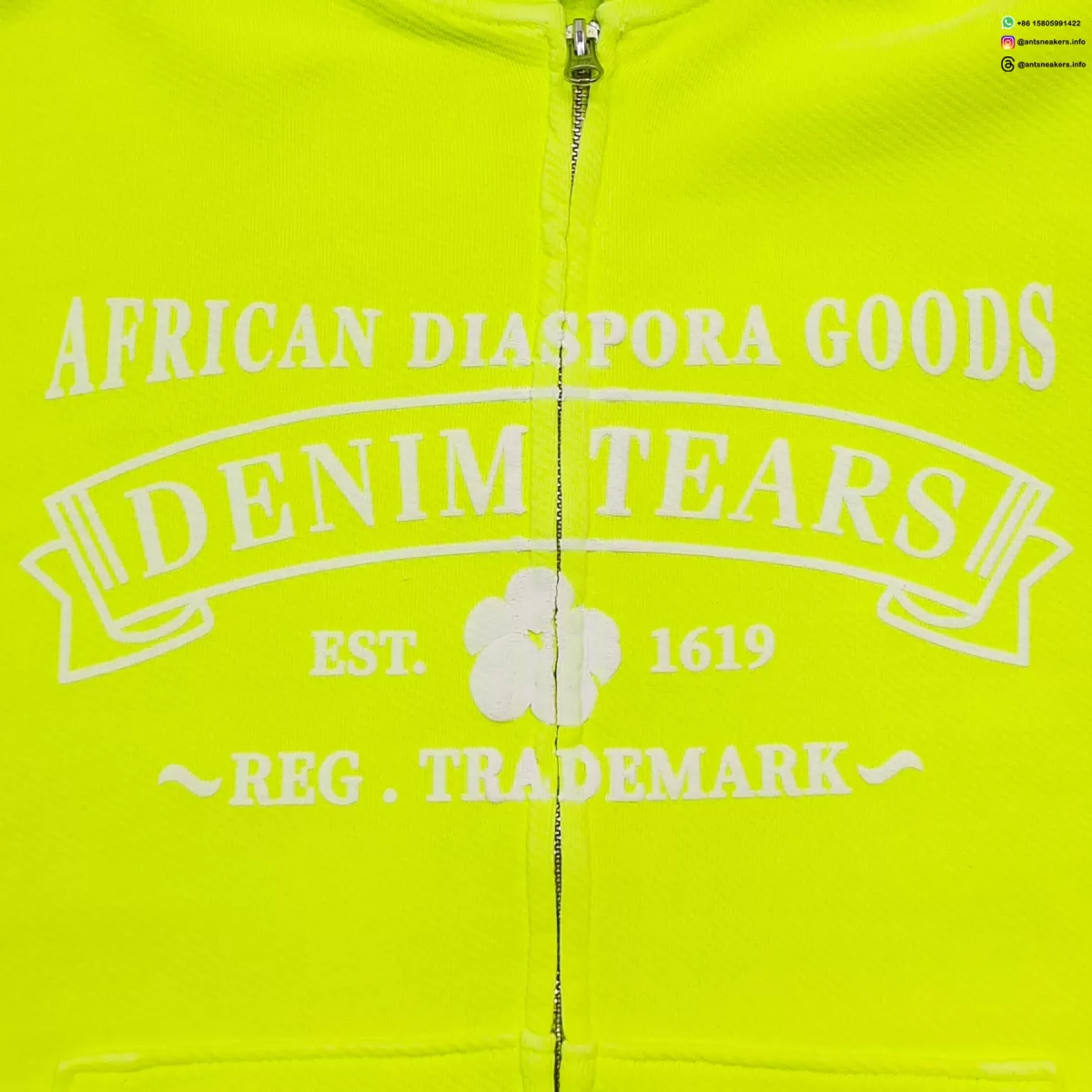DENIM TEARS Fluorescent Green ADG Zip Hoodie Streetwear