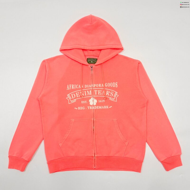 DENIM TEARS Fluorescent Orange ADG Zip Hoodie