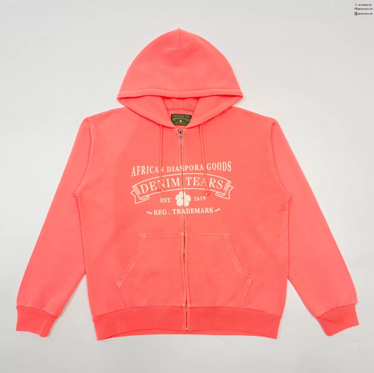 DENIM TEARS Fluorescent Orange ADG Zip Hoodie