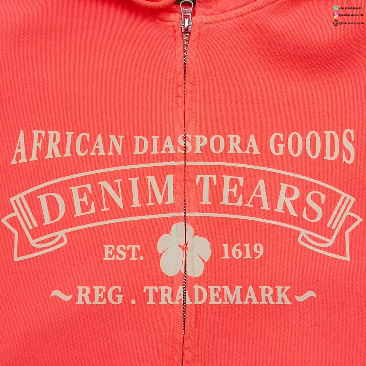 DENIM TEARS Fluorescent Orange ADG Zip Hoodie