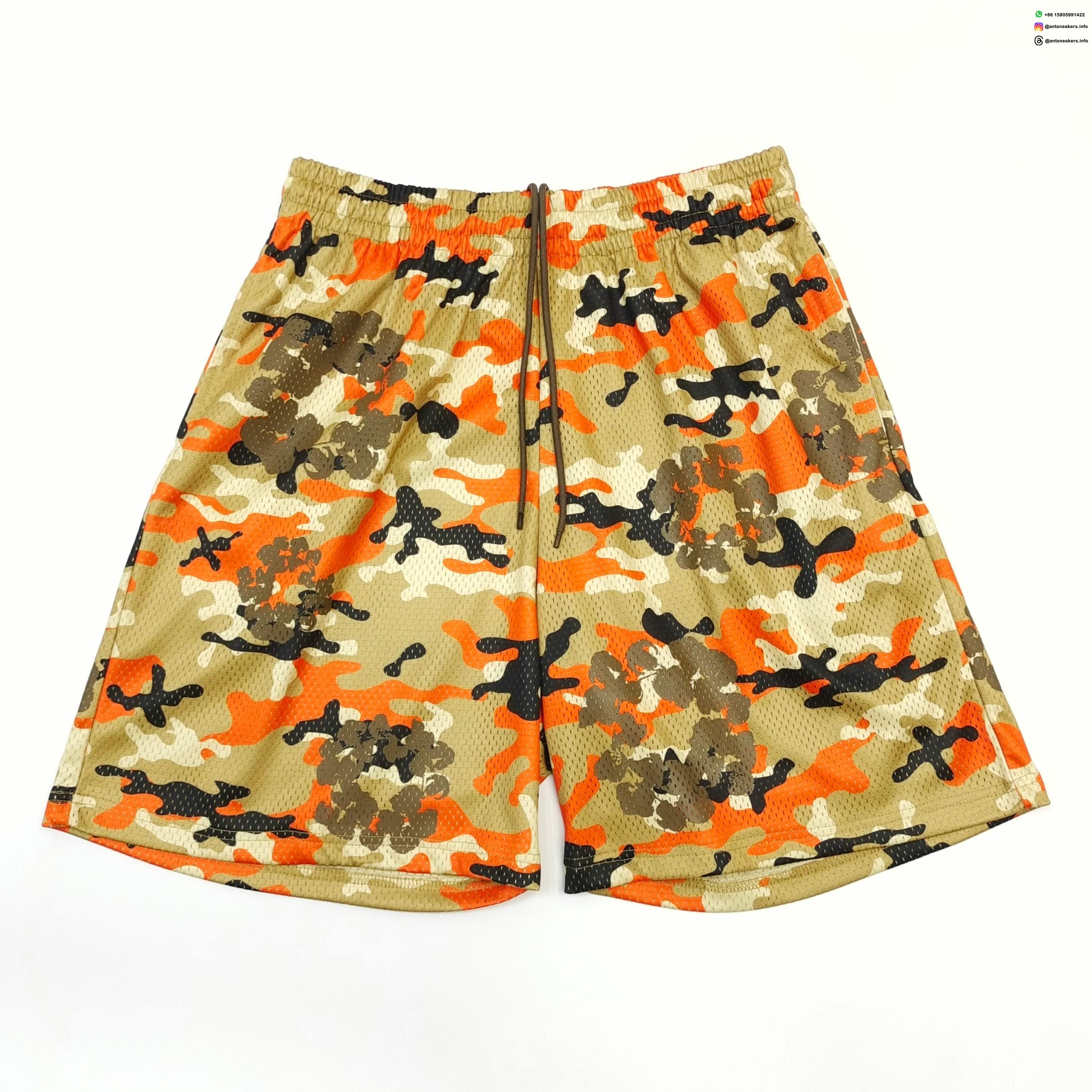 DENIM TEARS Orange Camouflage Mesh Shorts