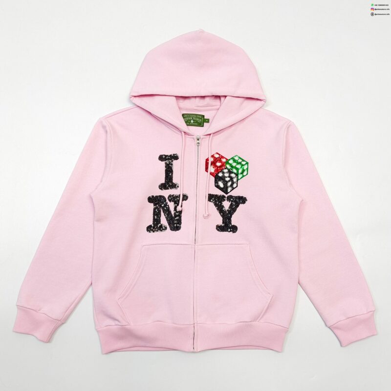 DENIM TEARS Pink NY Zipper Hoodie