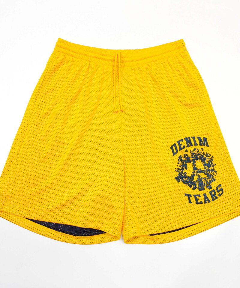 DENIM TEARS Single Flower Mesh Yellow Shorts