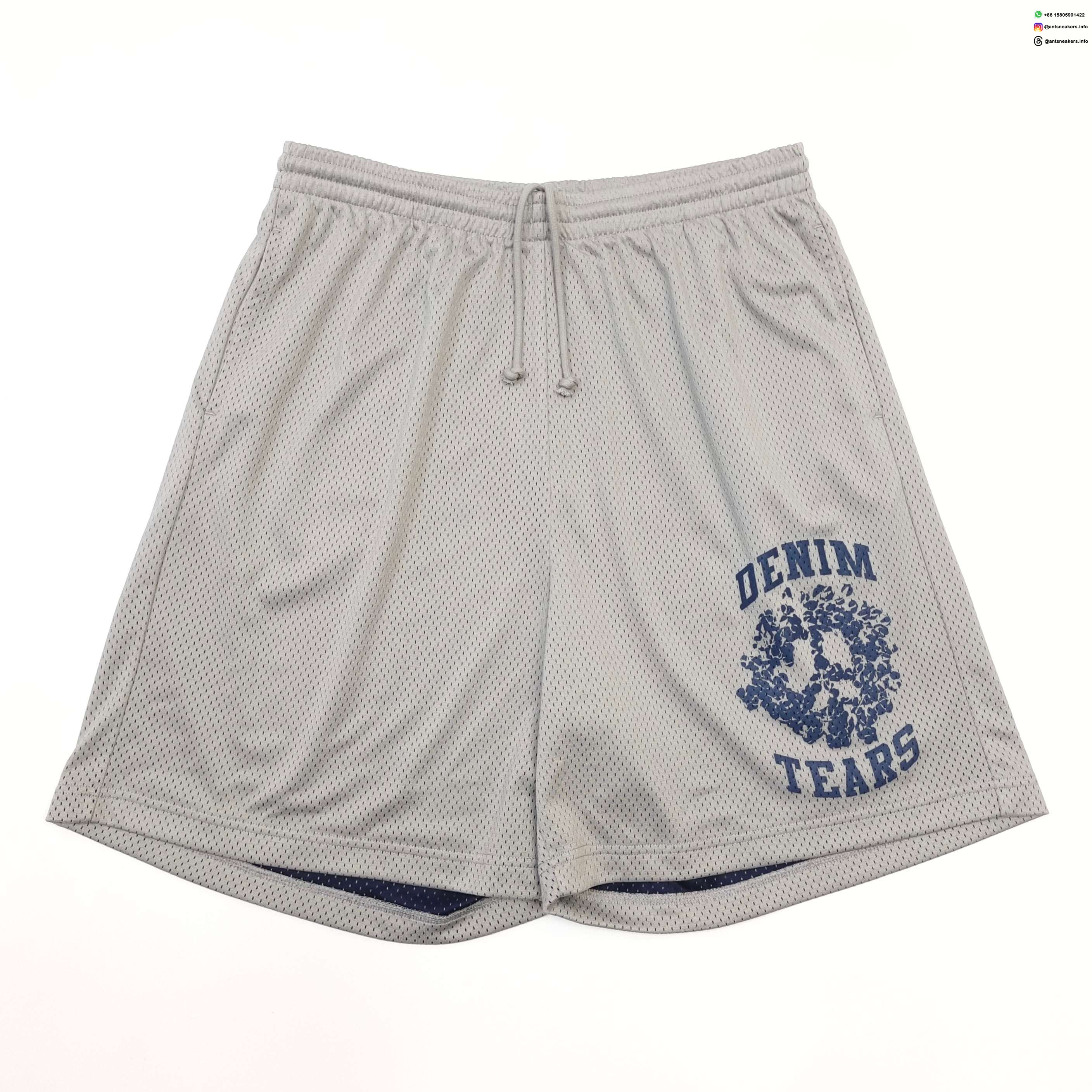 DENIM TEARS Single Print Mesh Gray Shorts