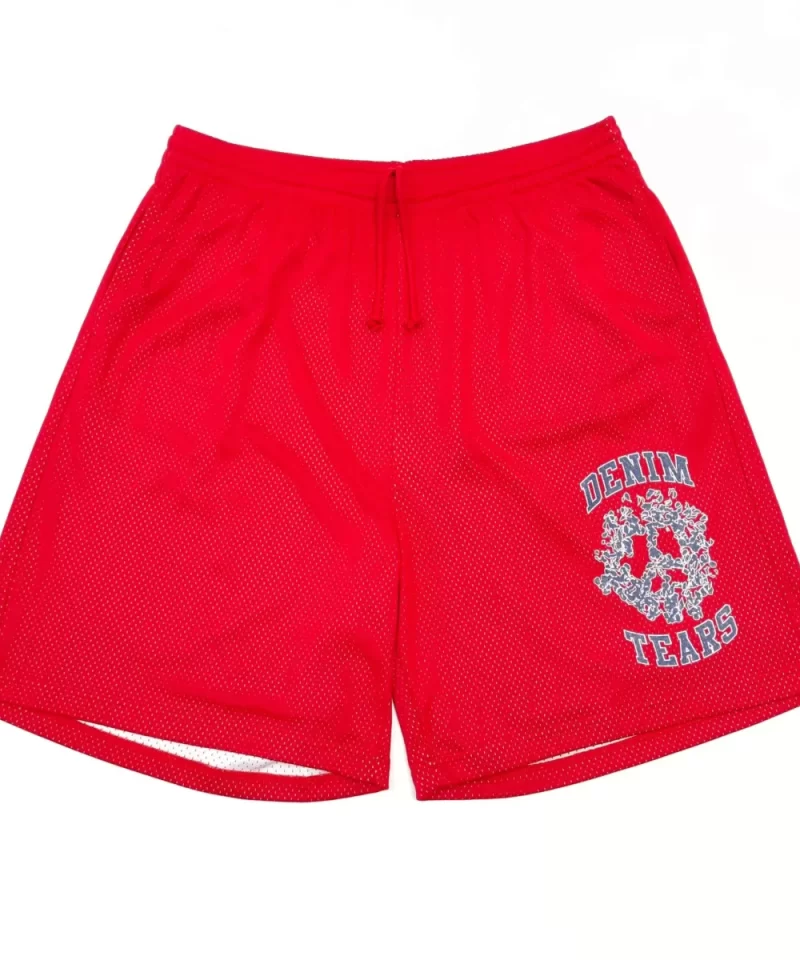 DENIM TEARS Single-Print Mesh Red Shorts Streetwear