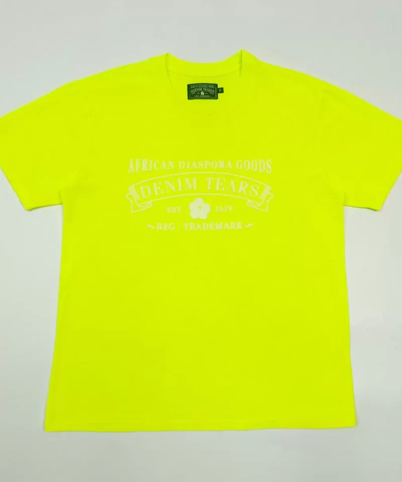 DENIM TEARS White ADG Fluorescent Green Tee Streetwear