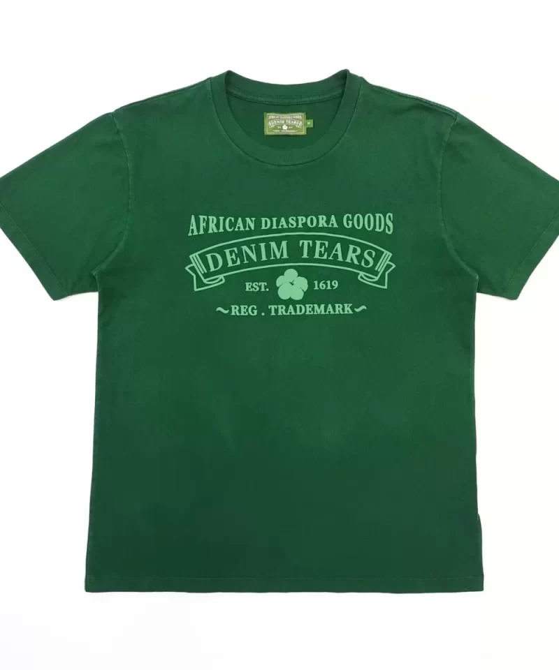 DENIM TEARS White ADG Fluorescent Green Tee Streetwear