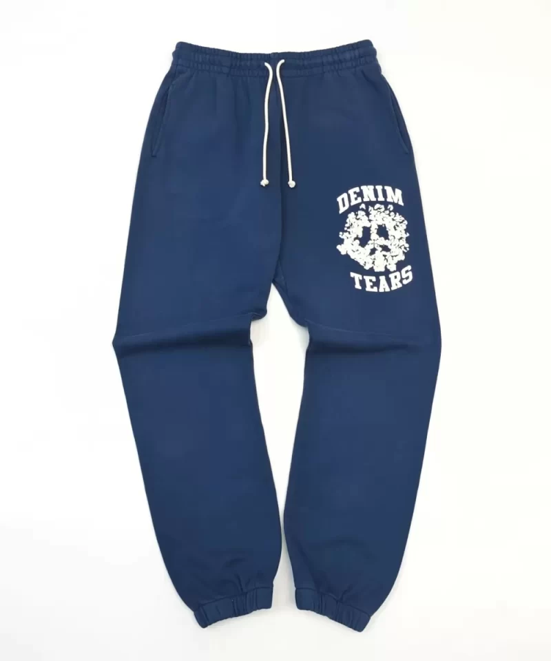 DENIM TEARS White DU Navy Blue Sweatpants Streetwear