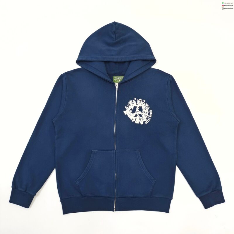 DENIM TEARS White DU Navy Blue Zip Hoodie