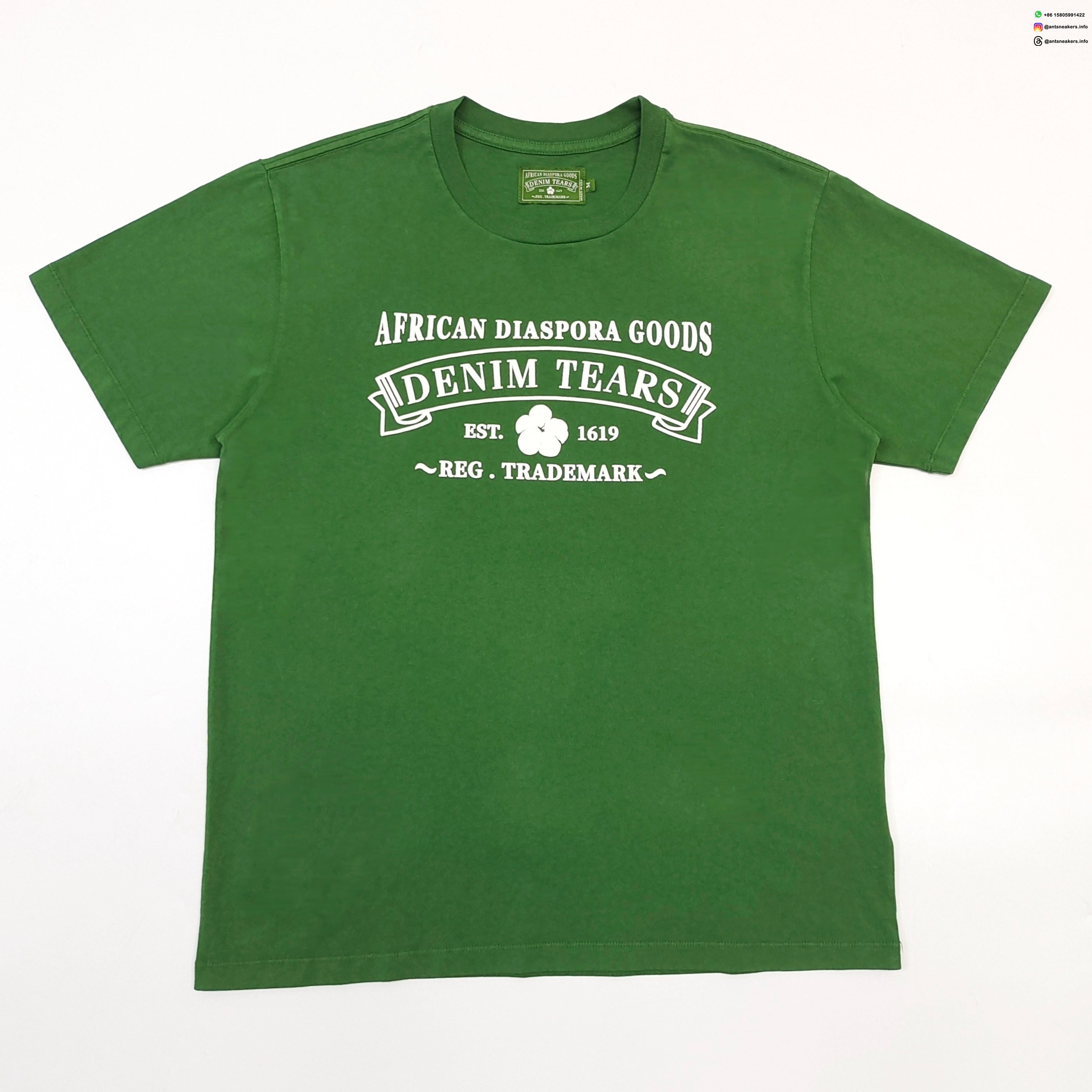 DENIM TEARS White Print ADG Green Tee