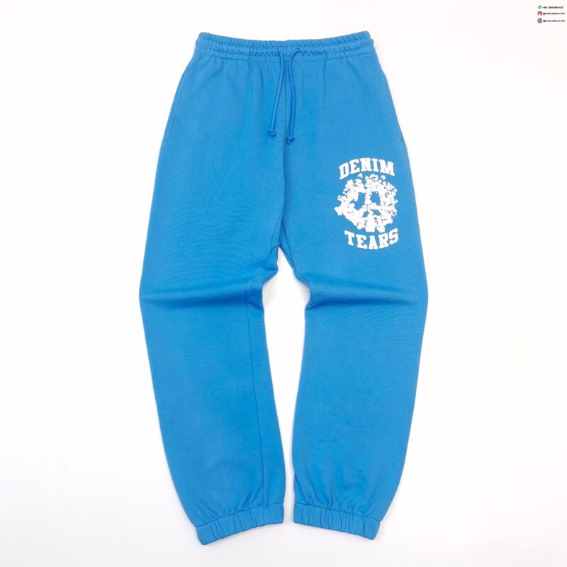 DENIM TEARS White Print DU Light Blue Sweatpants