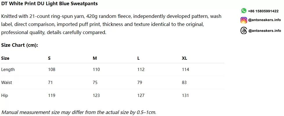 DENIM TEARS White Print DU Light Blue Sweatpants