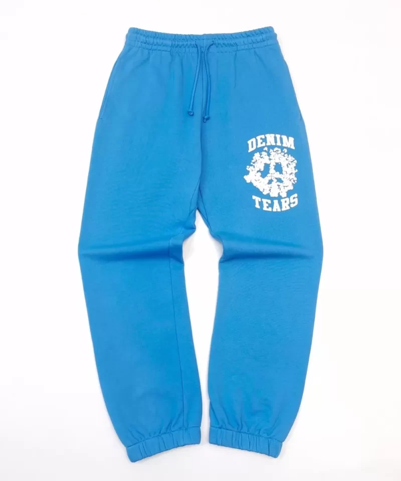 DENIM TEARS White Print DU Light Blue Sweatpants