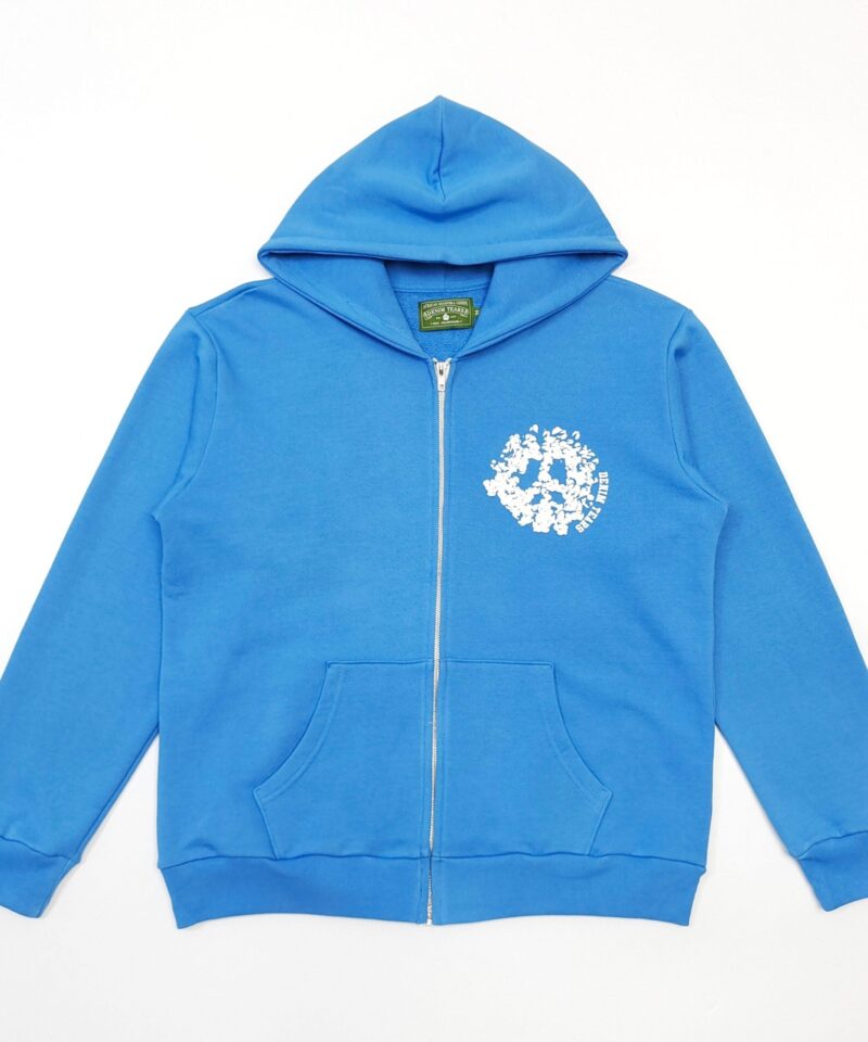 DENIM TEARS White Print DU Light Blue Zip Hoodie