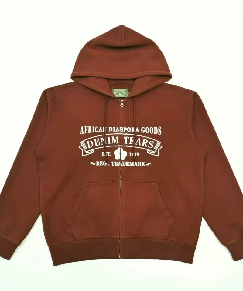 Denim Tears Brown ADG Zip Hoodie Streetwear Running Shoes