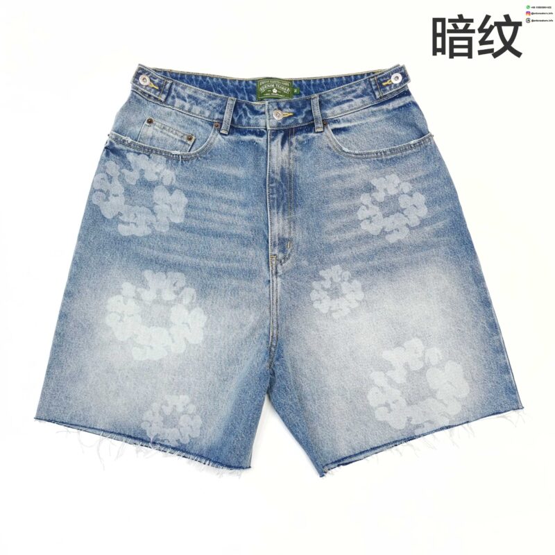 Denim Tears Faded Floral Light Blue Denim Shorts