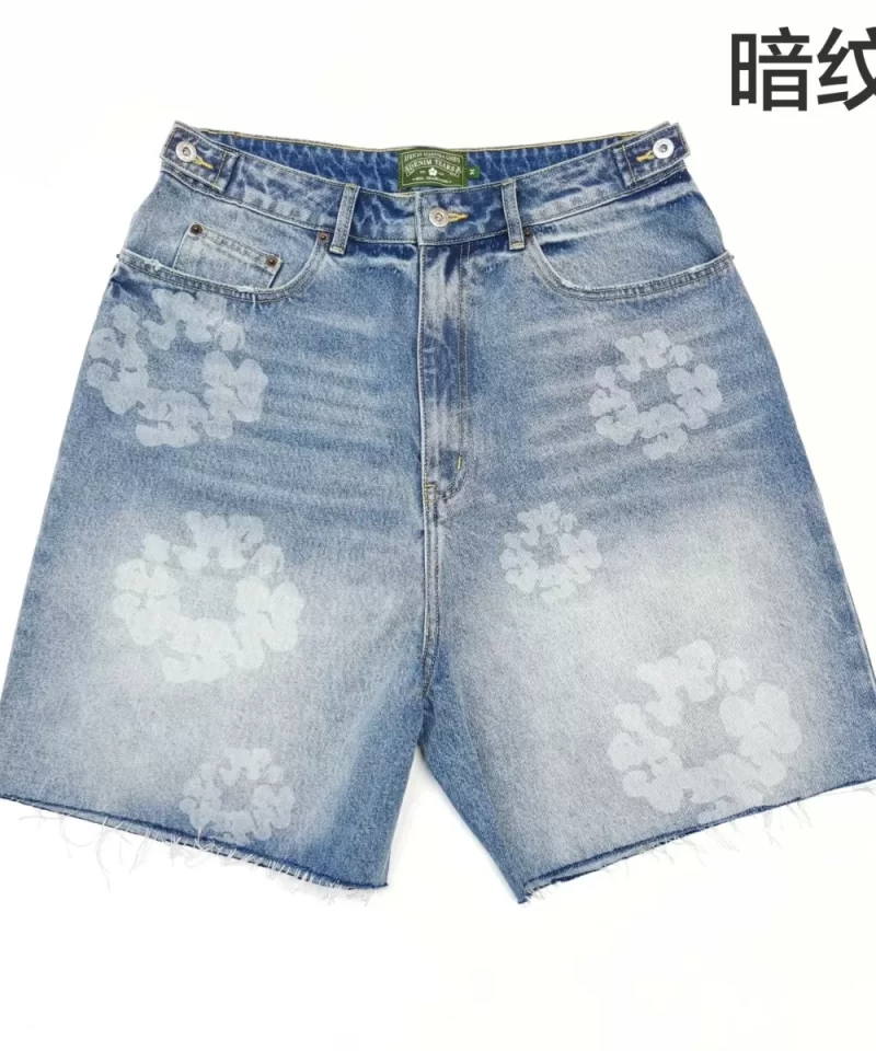 Denim Tears Faded Floral Light Blue Denim Shorts