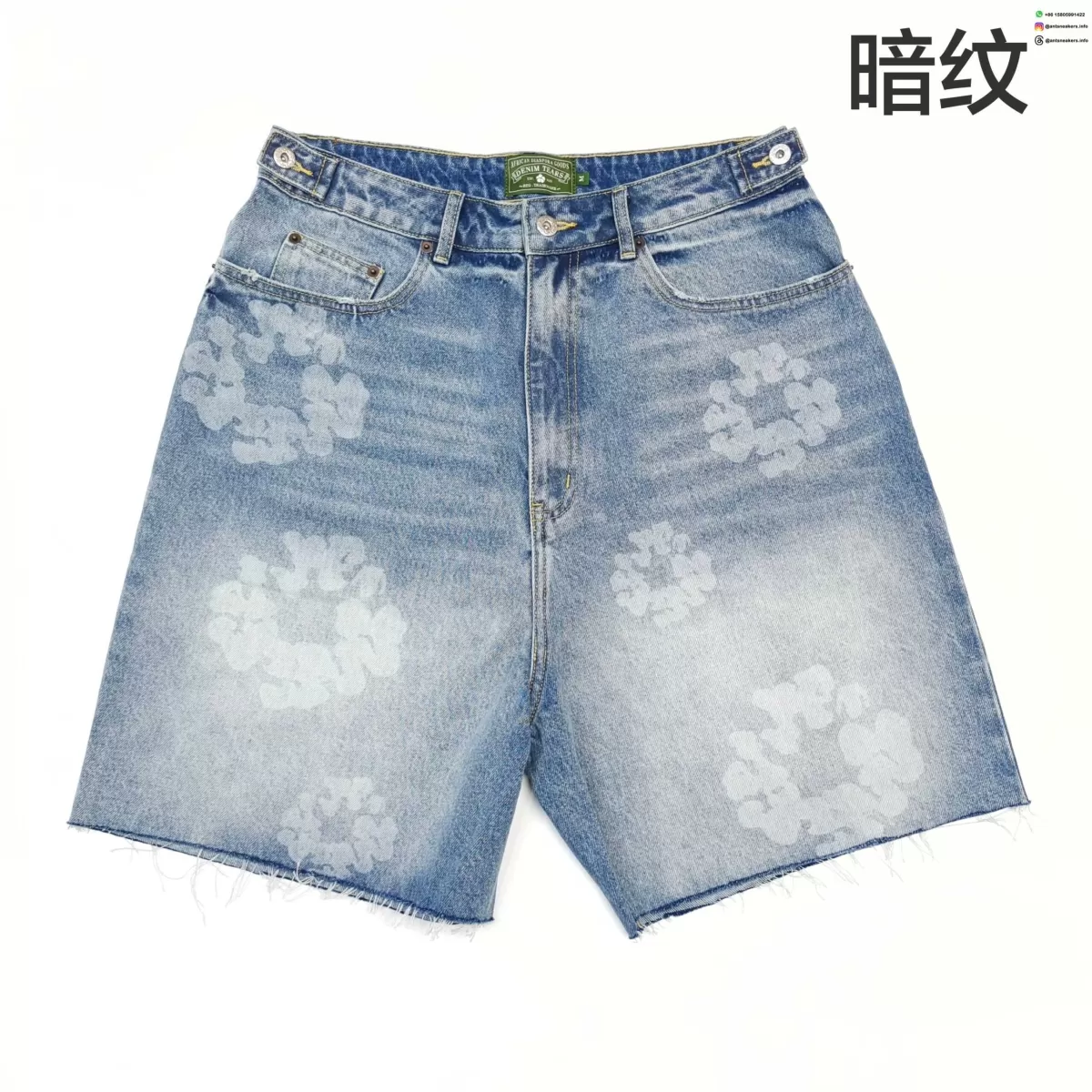 Denim Tears Faded Floral Light Blue Denim Shorts