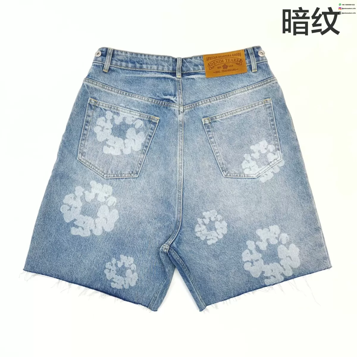 Denim Tears Faded Floral Light Blue Denim Shorts