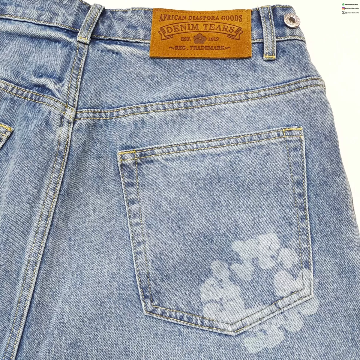 Denim Tears Faded Floral Light Blue Denim Shorts